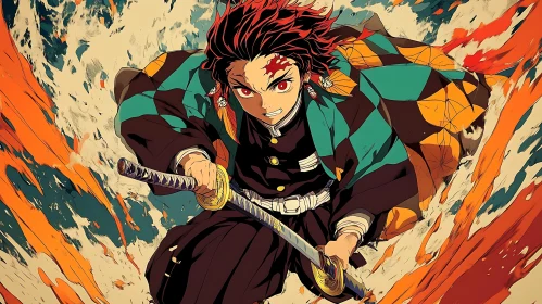 Fierce Anime Warrior in Action