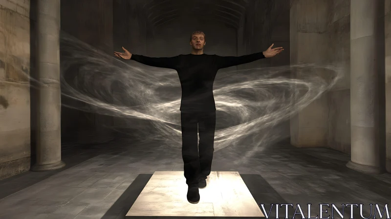 Surreal Figure with Swirling Energy AI Image