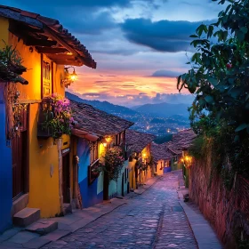 Colorful Street at Sunset