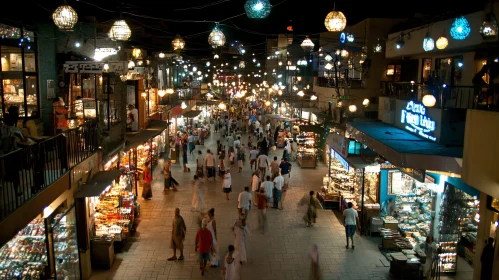 Lively City Street at Night