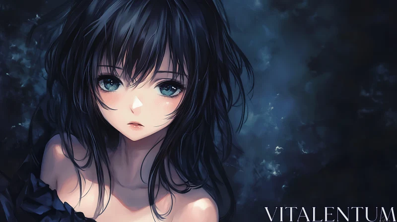 Anime Girl with Dark Hair and Blue Eyes