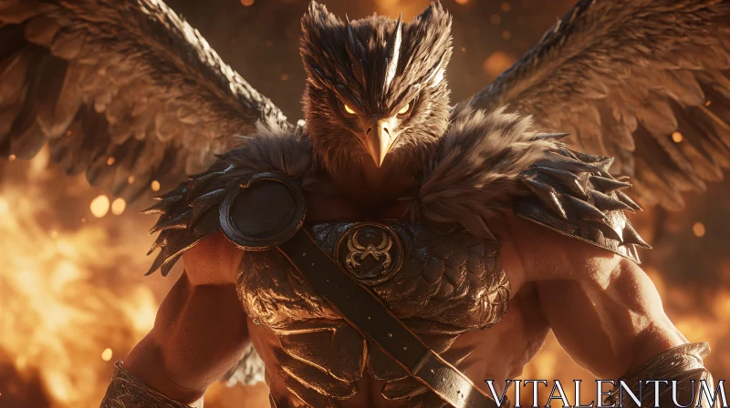 Avian Warrior Amidst Flames
