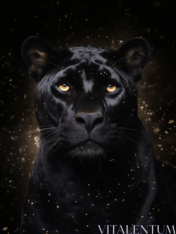 Elegant Black Panther with Golden Dust