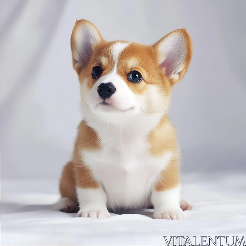 Charming Corgi Puppy Portrait AI Image