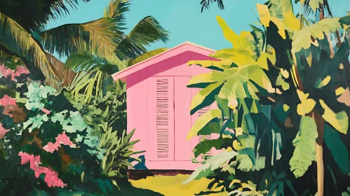 Quaint Pink House in Lush Foliage