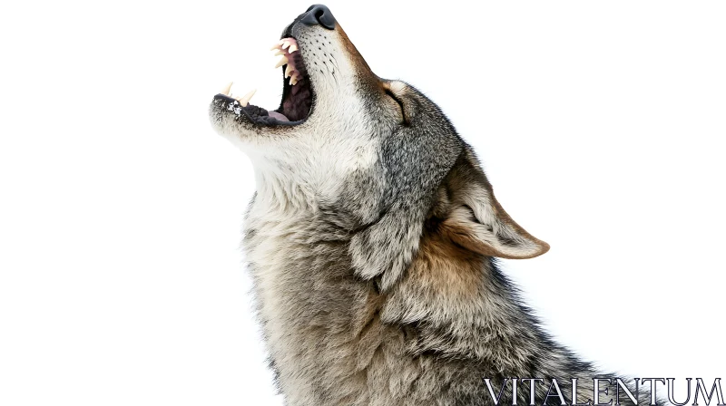 Grey Wolf in Full Howl AI Image