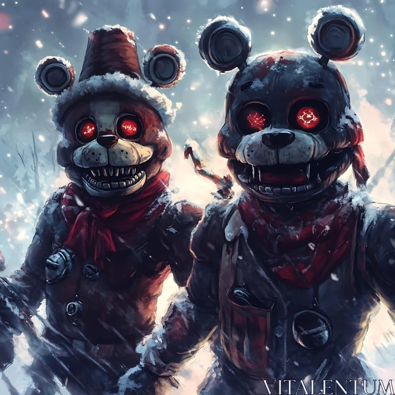 Winter Monsters with Glowing Red Eyes
