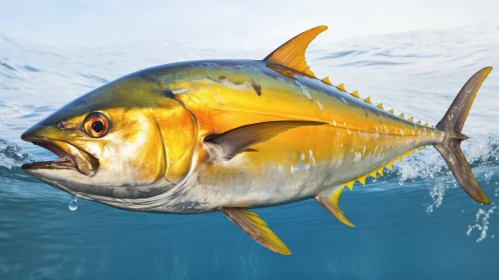 Exotic Underwater Life: Tuna Fishing in Blue and Amber