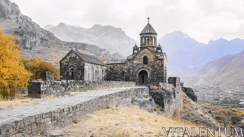 Scenic Mountain View with Ancient Church