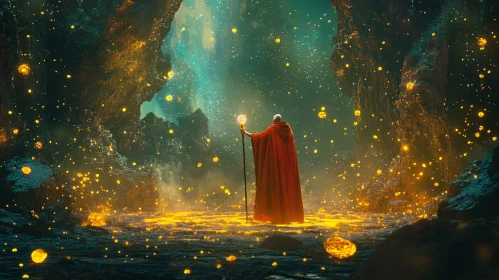 Enchanting Wizard with Glowing Staff
