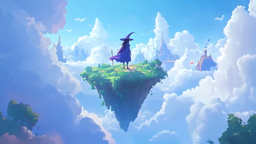 Fantasy Wizard in Sky Kingdom