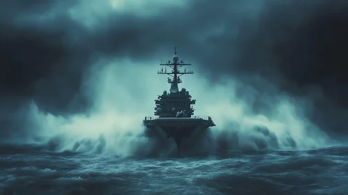 Ship in Stormy Waters Illustration