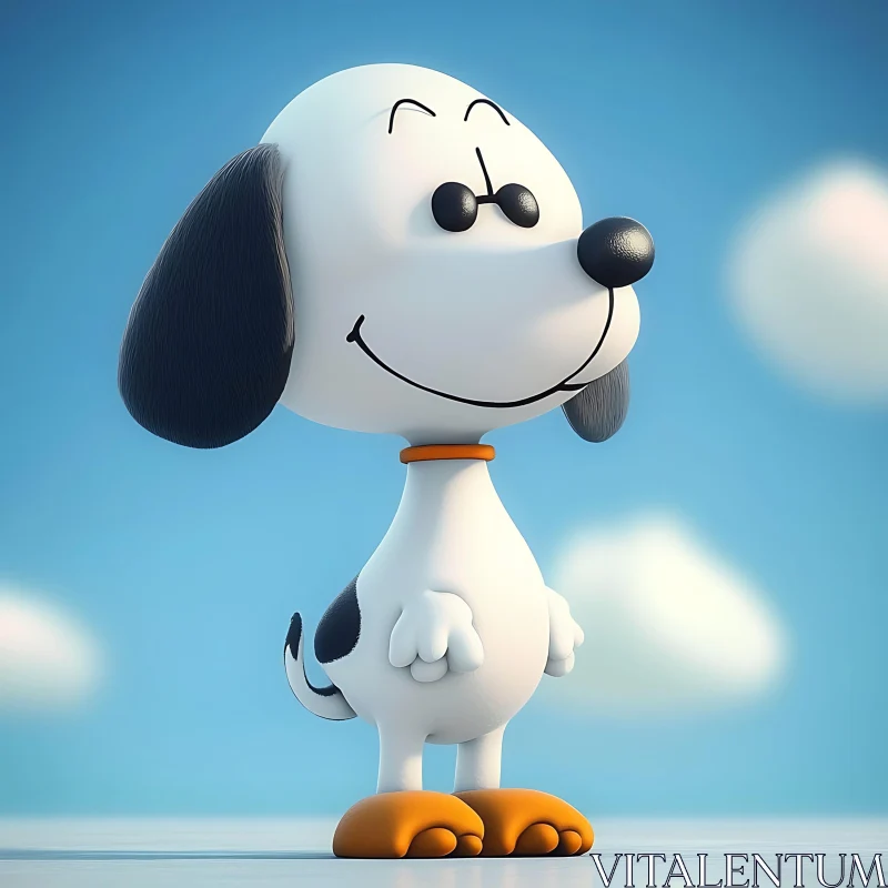 Happy Cartoon Dog with Orange Shoes AI Image