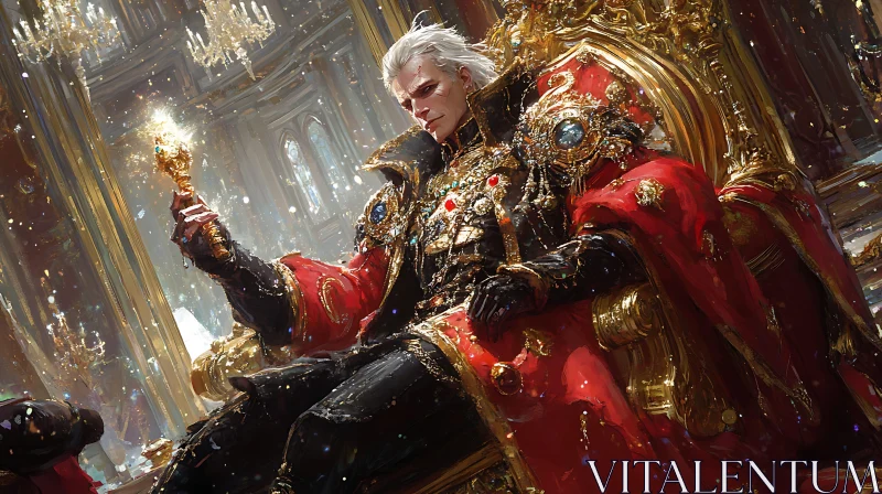 Royal Portrait of a Man on Throne AI Image