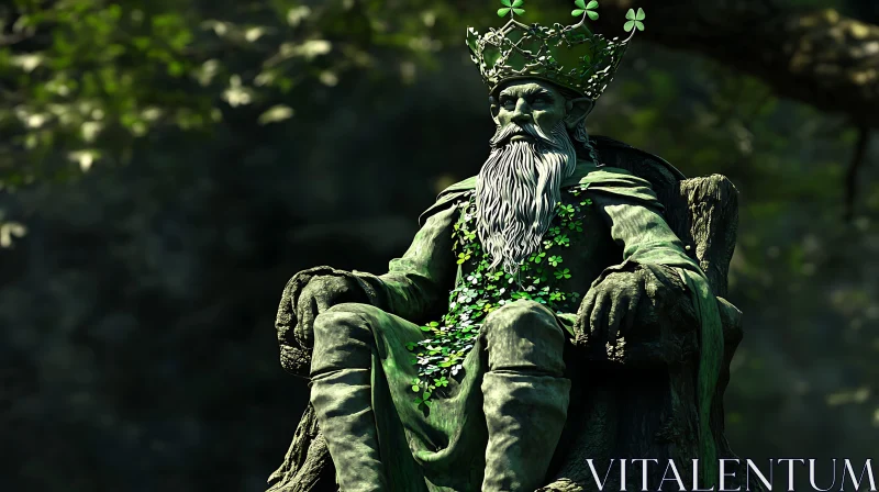 Emerald King Statue Shamrock Crown AI Image