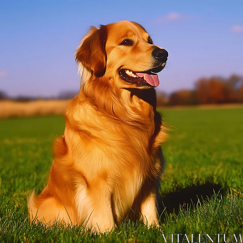 AI ART Golden Dog in Meadow