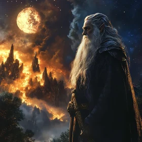 Wizard in Fantasy Landscape