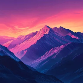 Pink and Purple Mountain Landscape