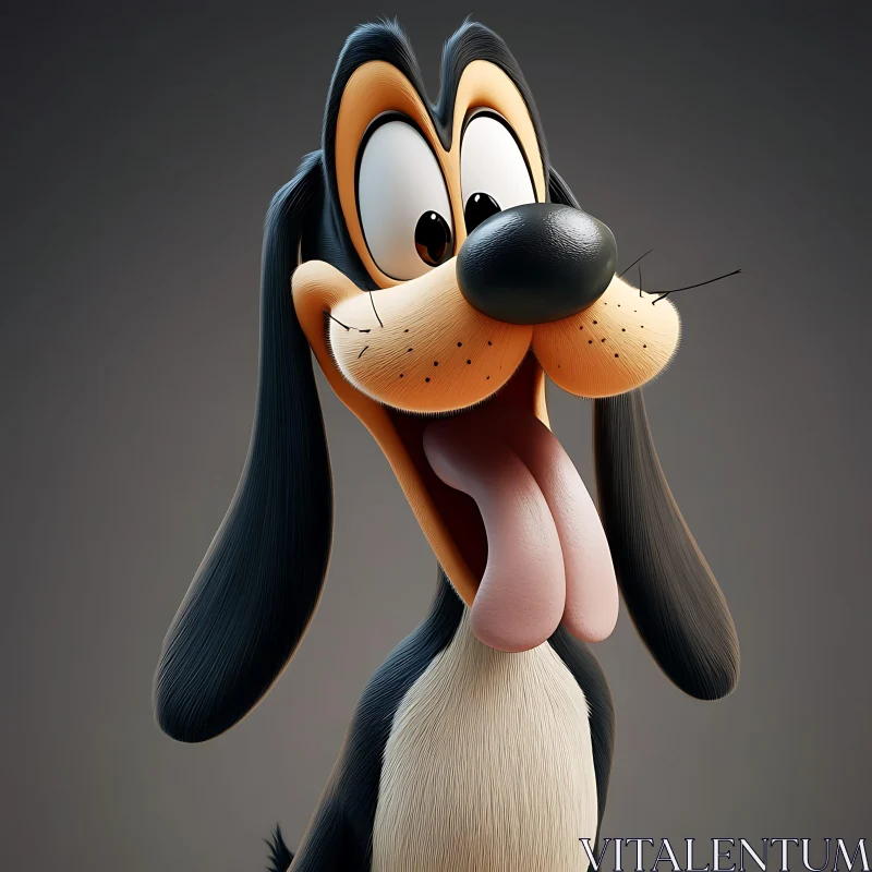 Animated Dog with Long Tongue AI Image