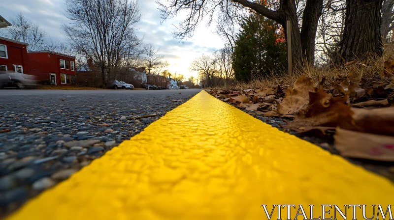 Road with Yellow Line AI Image