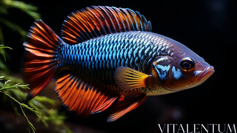 Bold and Colorful Betta Fish in Mysterious Setting AI Image