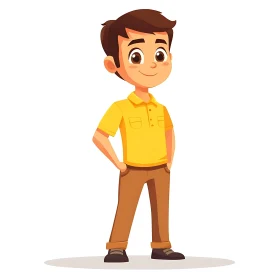 Cartoon Boy Illustration, Yellow Shirt