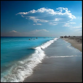 Coastal View with People Enjoying the Beach