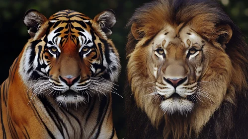 Majestic Felines: Lion and Tiger Duo