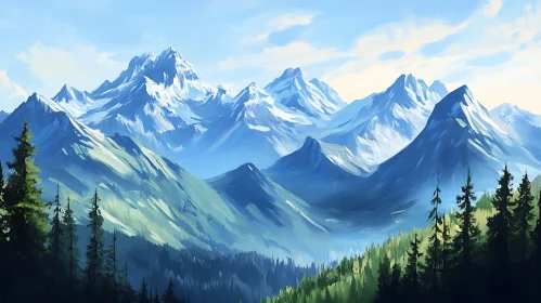 Snowy Peaks and Verdant Valley