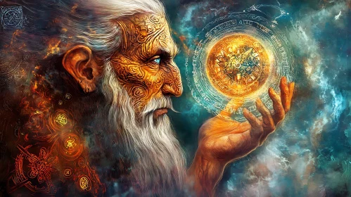 Magical Wizard with Glowing Orb