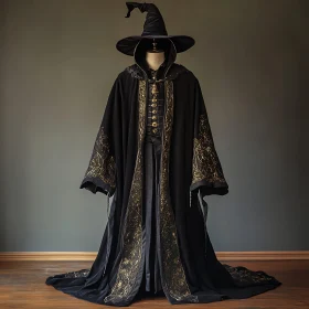 Mystical Witch Outfit with Golden Embroidery