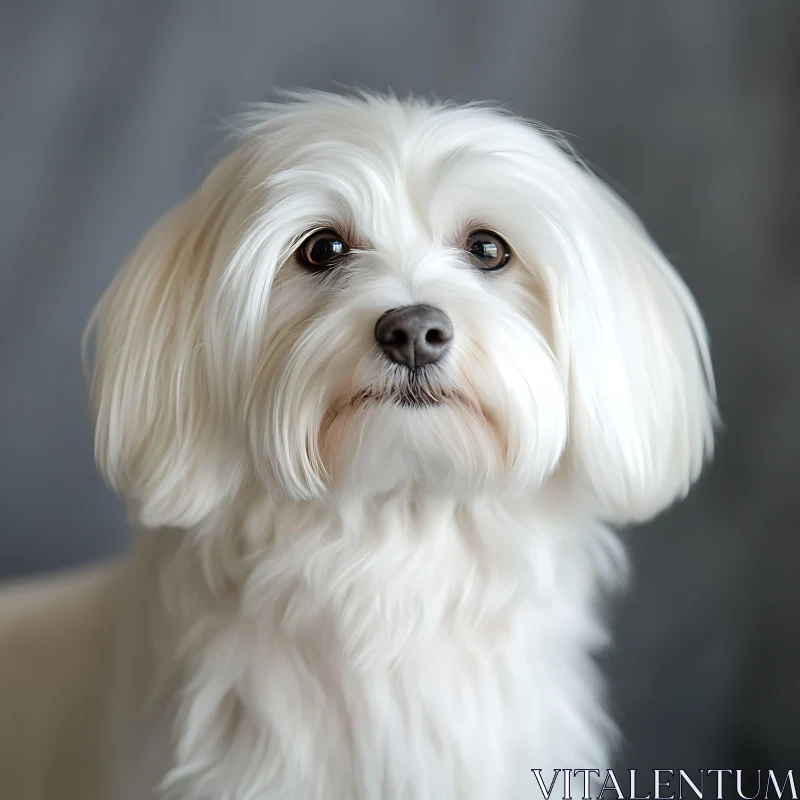 Fluffy White Dog with Expressive Eyes AI Image