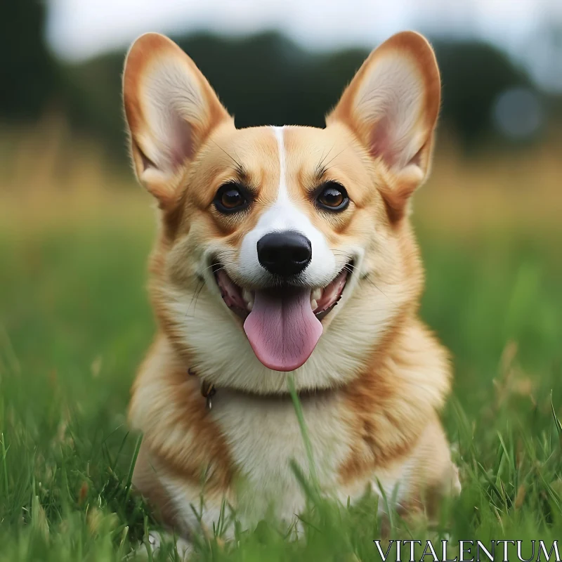 Cheerful Corgi in Nature AI Image