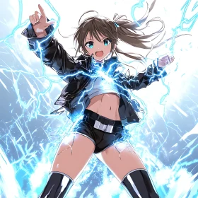 Anime Girl Emitting Electric Power