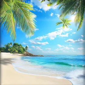 Secluded Beach with Palm Trees