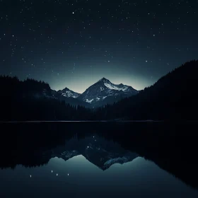 Starry Night Mountain Lake Scenery