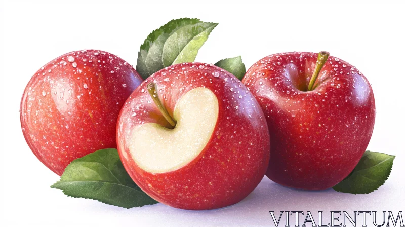 Three Red Apples with Bite AI Image