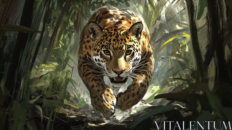 Wild Jaguar in the Forest AI Image