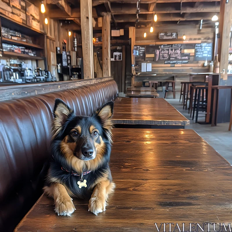 Warm Café Scene Featuring a Dog AI Image