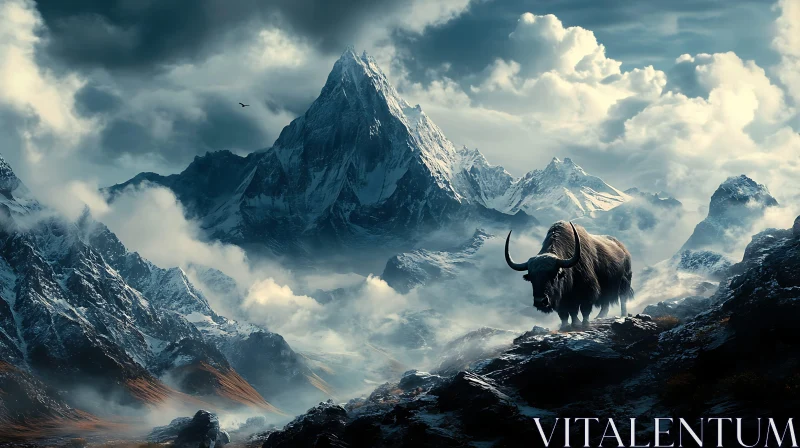 AI ART Mountain Yak Landscape