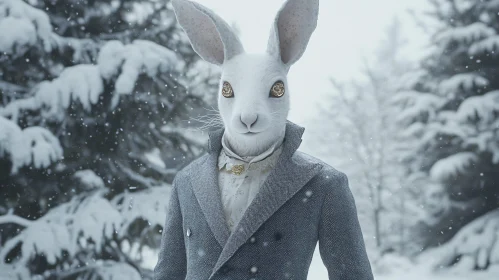 Winter Rabbit Portrait