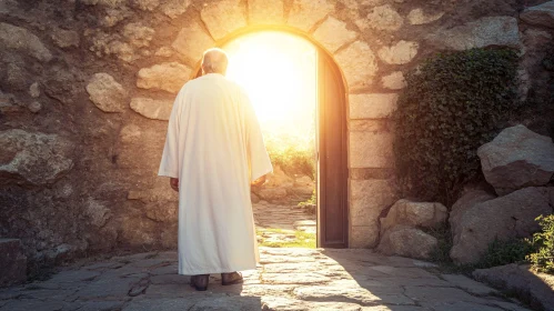Radiant Light Through Stone Doorway
