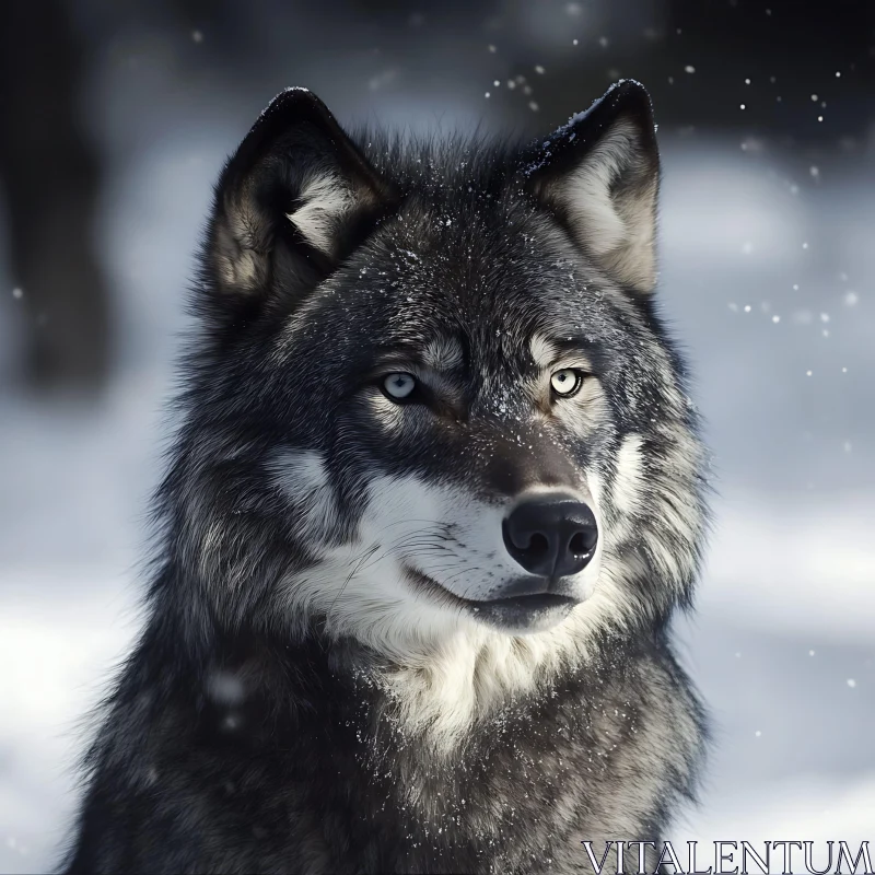 Winter Wolf Close-Up AI Image