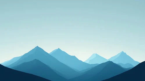 Minimalist Blue Mountain Range Art Print