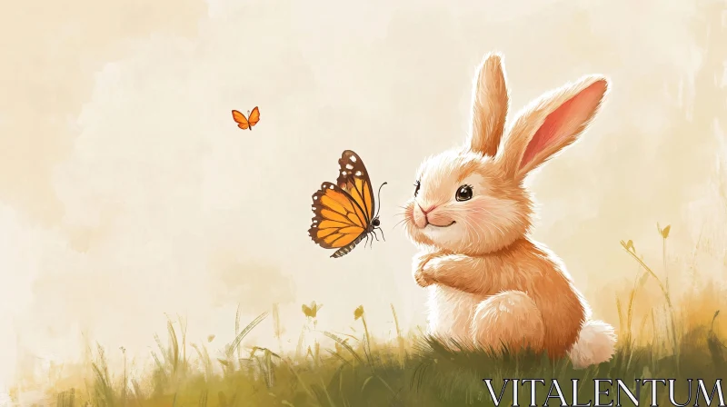 AI ART Bunny with Butterflies