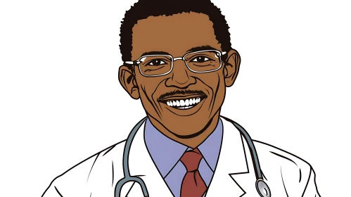 Cartoon Doctor with Stethoscope and Glasses