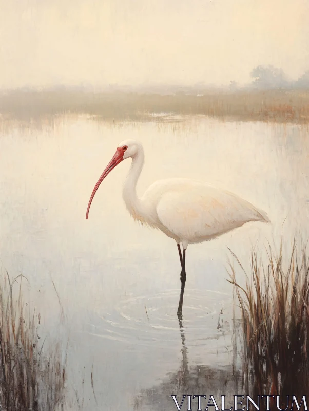 AI ART Graceful White Bird in Calm Waters