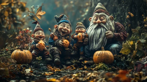 Whimsical Gnomes Celebrate Autumn Harvest