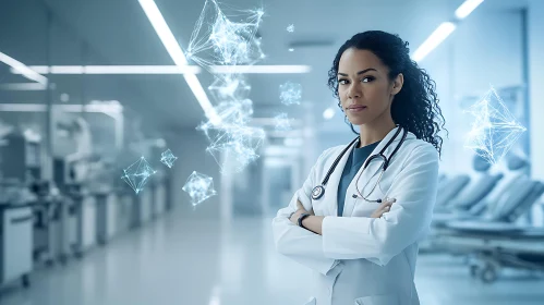 Female Doctor with Geometric Shapes