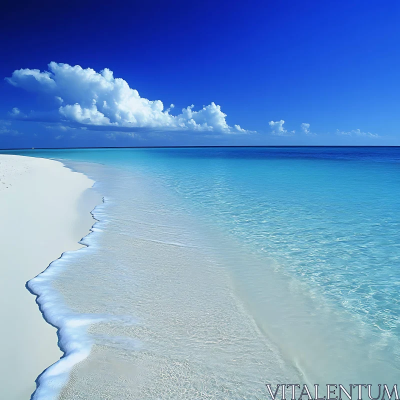 AI ART Azure Seascape with White Sand Beach